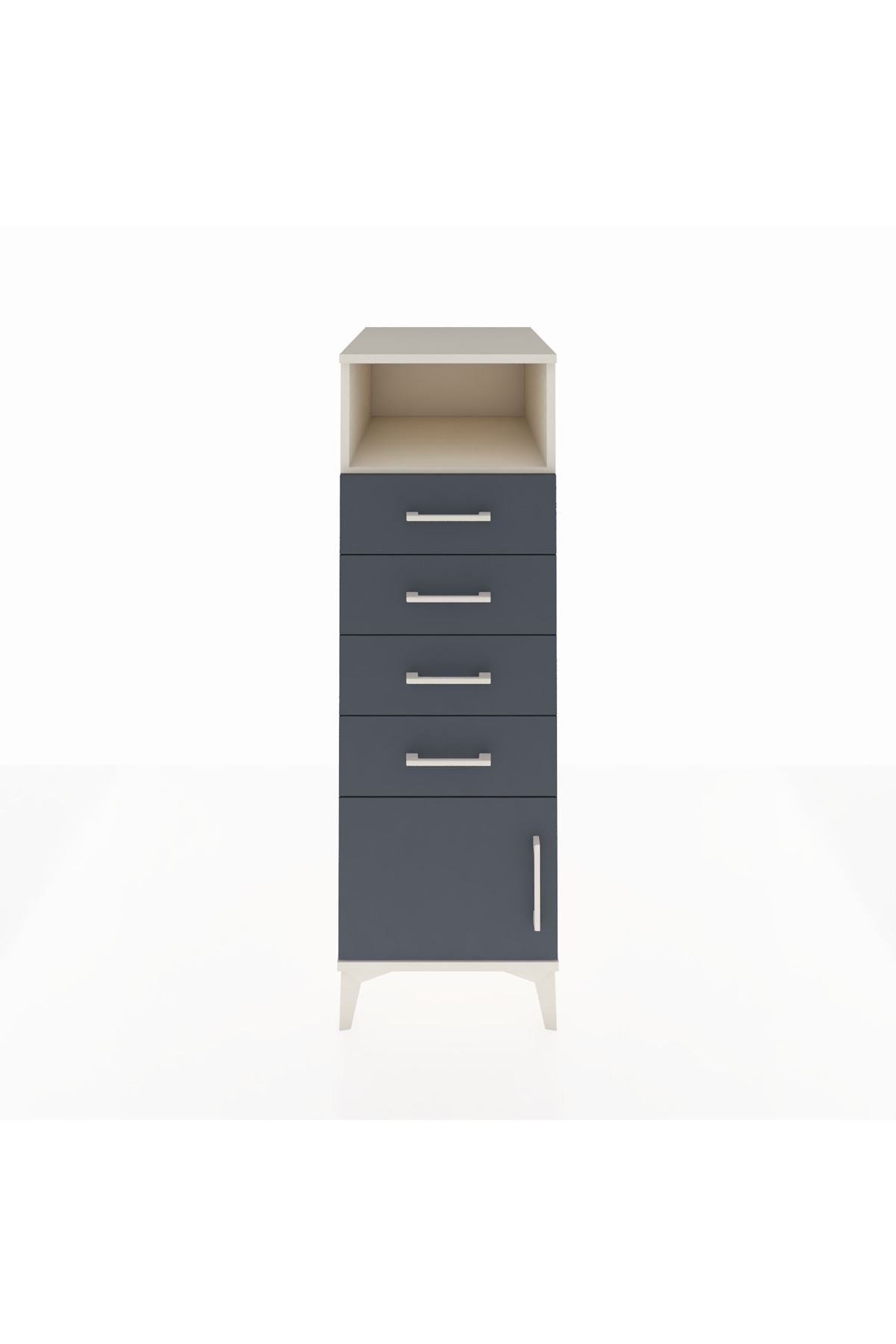 Kronos Dolap Tek Raflı 4 Çekmeceli Tek Kapaklı 44x59x134 Aytaşı-Antrasit