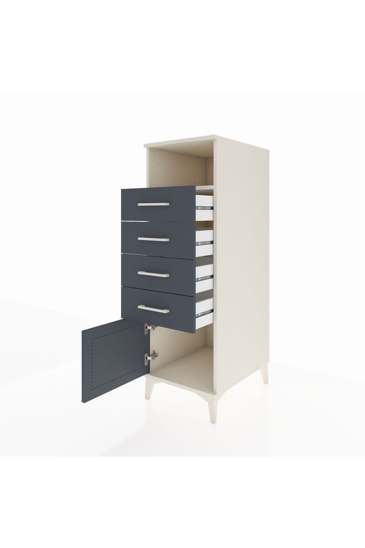 Kronos Dolap Tek Raflı 4 Çekmeceli Tek Kapaklı 44x59x134 Aytaşı-Antrasit