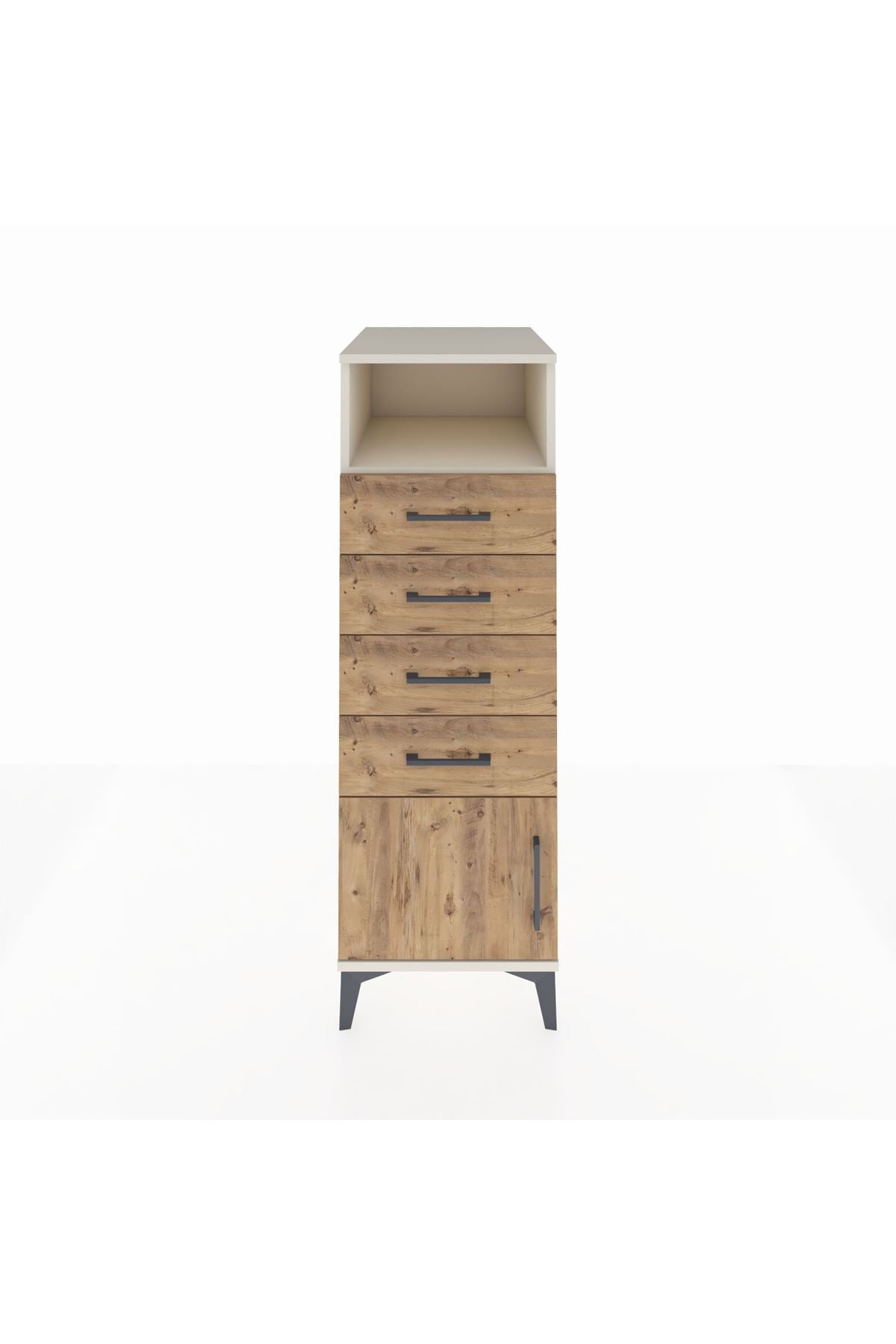 Kronos Dolap Tek Raflı 4 Çekmeceli Tek Kapaklı 44x59x134 Aytaşı-Çam