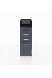 Kronos Dolap Tek Raflı 4 Çekmeceli Tek Kapaklı 44x59x134 Antrasit-Antrasit