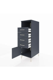 Kronos Dolap Tek Raflı 4 Çekmeceli Tek Kapaklı 44x59x134 Antrasit-Antrasit