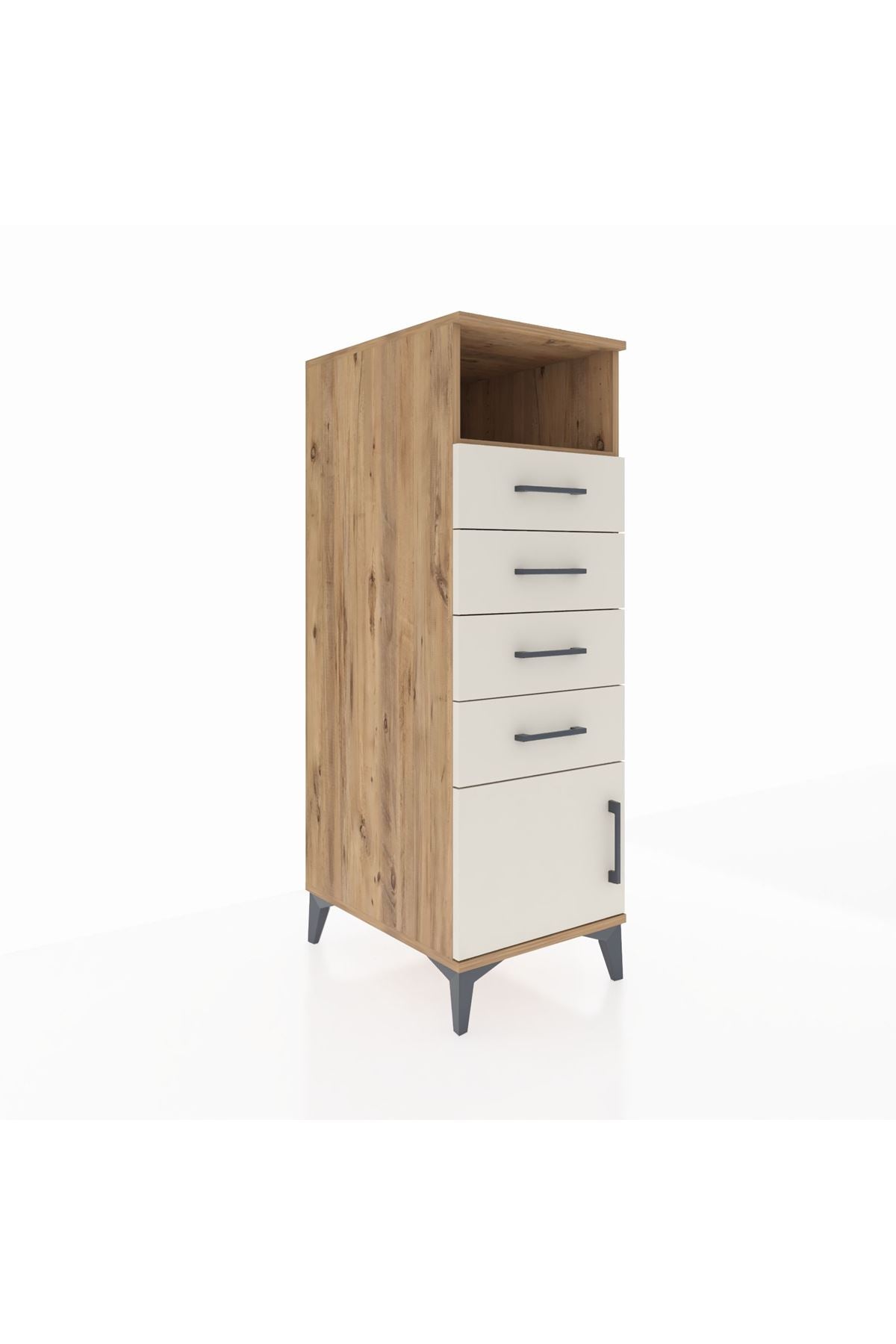 Kronos Dolap Tek Raflı 4 Çekmeceli Tek Kapaklı 44x59x134 Çam-Aytaşı