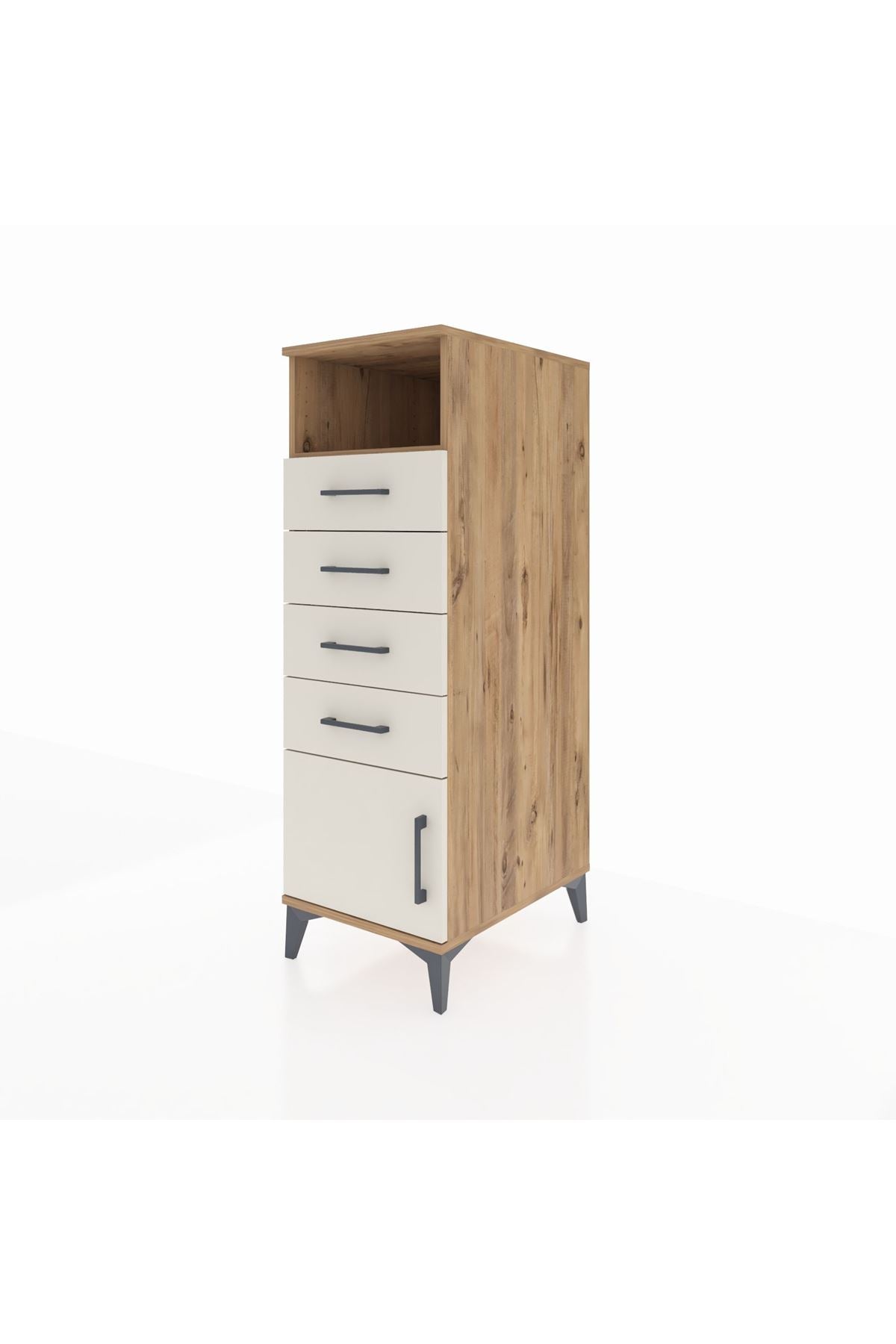 Kronos Dolap Tek Raflı 4 Çekmeceli Tek Kapaklı 44x59x134 Çam-Aytaşı