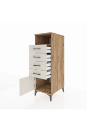 Kronos Dolap Tek Raflı 4 Çekmeceli Tek Kapaklı 44x59x134 Çam-Aytaşı