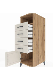 Kronos Dolap Tek Raflı 4 Çekmeceli Tek Kapaklı 44x59x134 Çam-Aytaşı