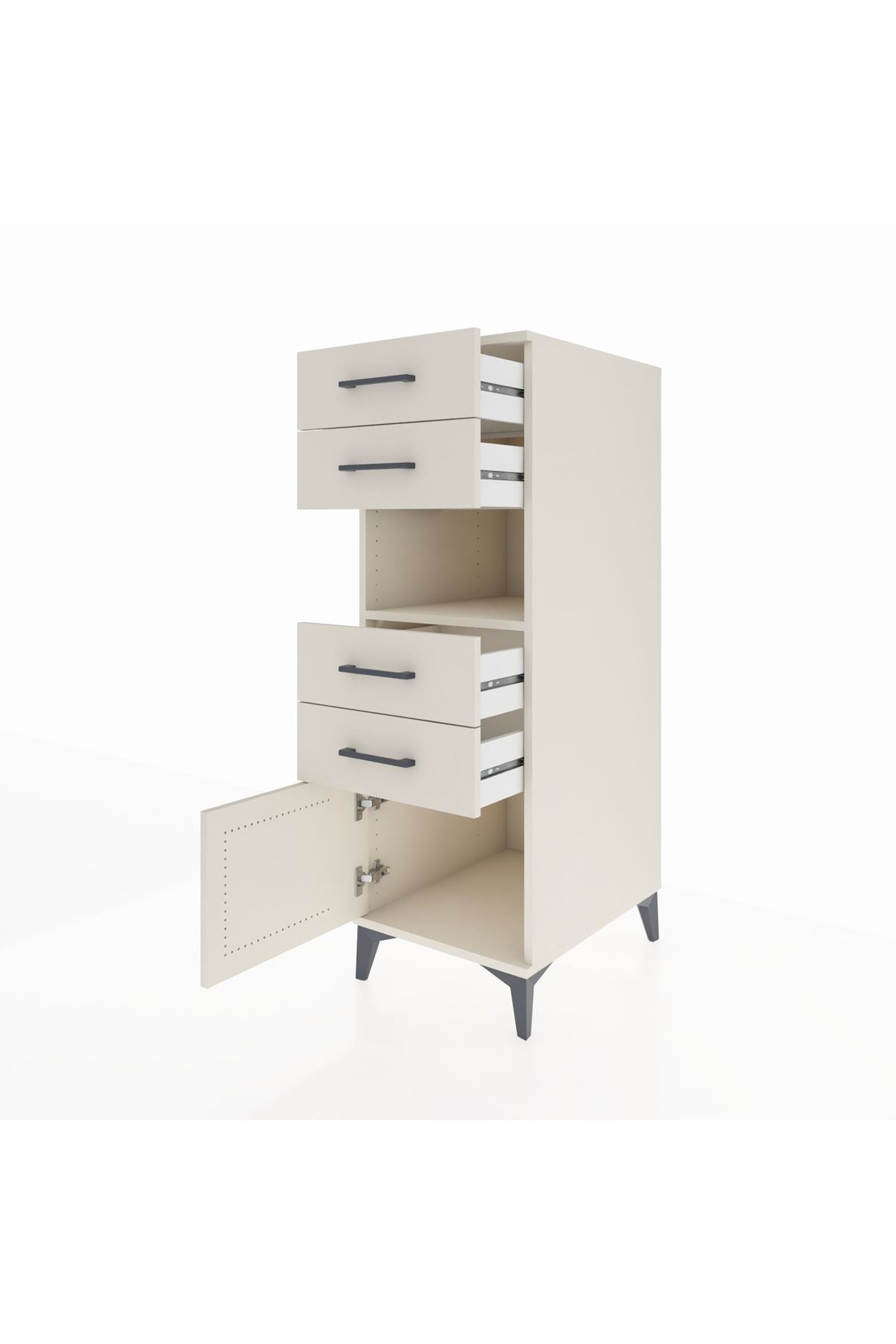 Kronos Dolap Tek Raflı 4 Çekmeceli Tek Kapaklı 44x59x134 Aytaşı-Aytaşı