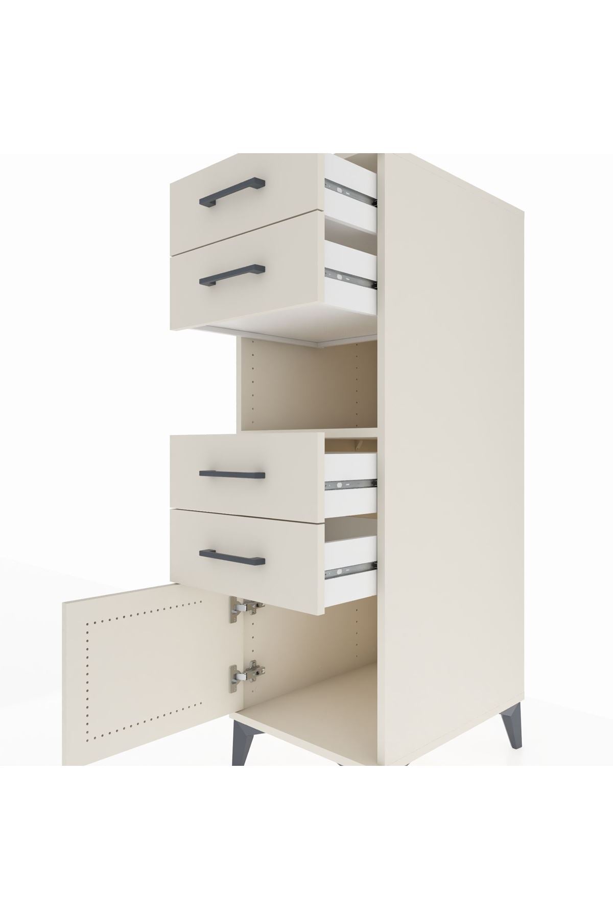 Kronos Dolap Tek Raflı 4 Çekmeceli Tek Kapaklı 44x59x134 Aytaşı-Aytaşı