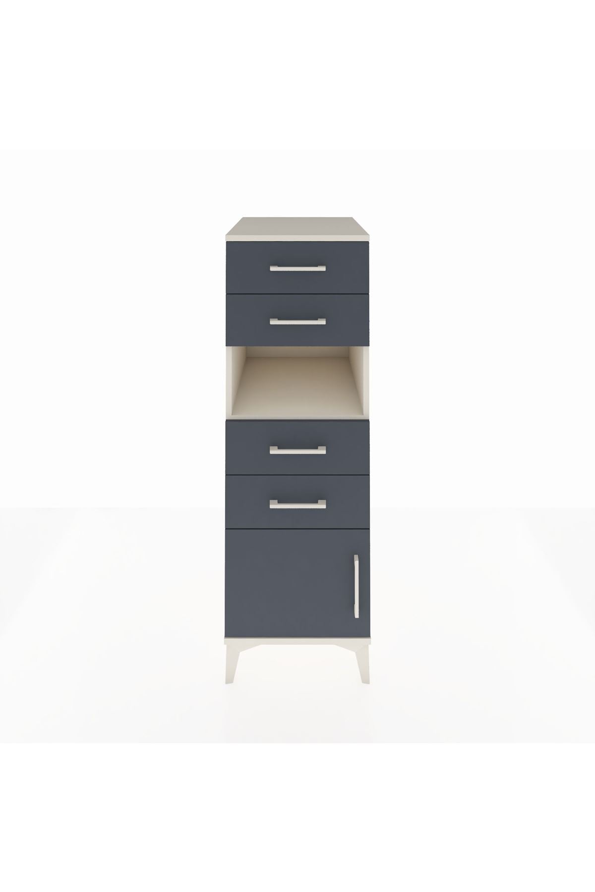 Kronos Dolap Tek Raflı 4 Çekmeceli Tek Kapaklı 44x59x134 Aytaşı-Antrasit