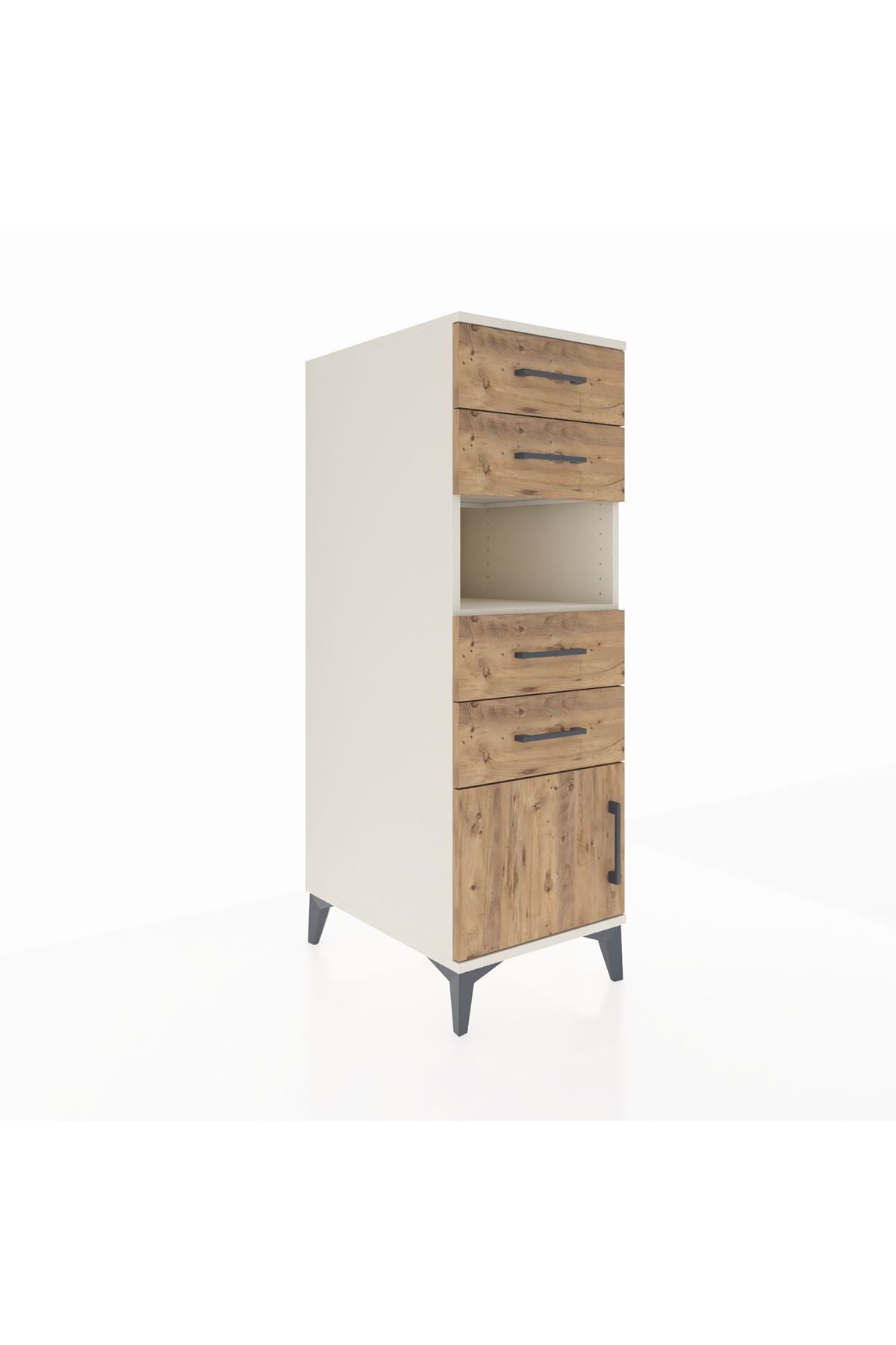 Kronos Dolap Tek Raflı 4 Çekmeceli Tek Kapaklı 44x59x134 Aytaşı-Çam