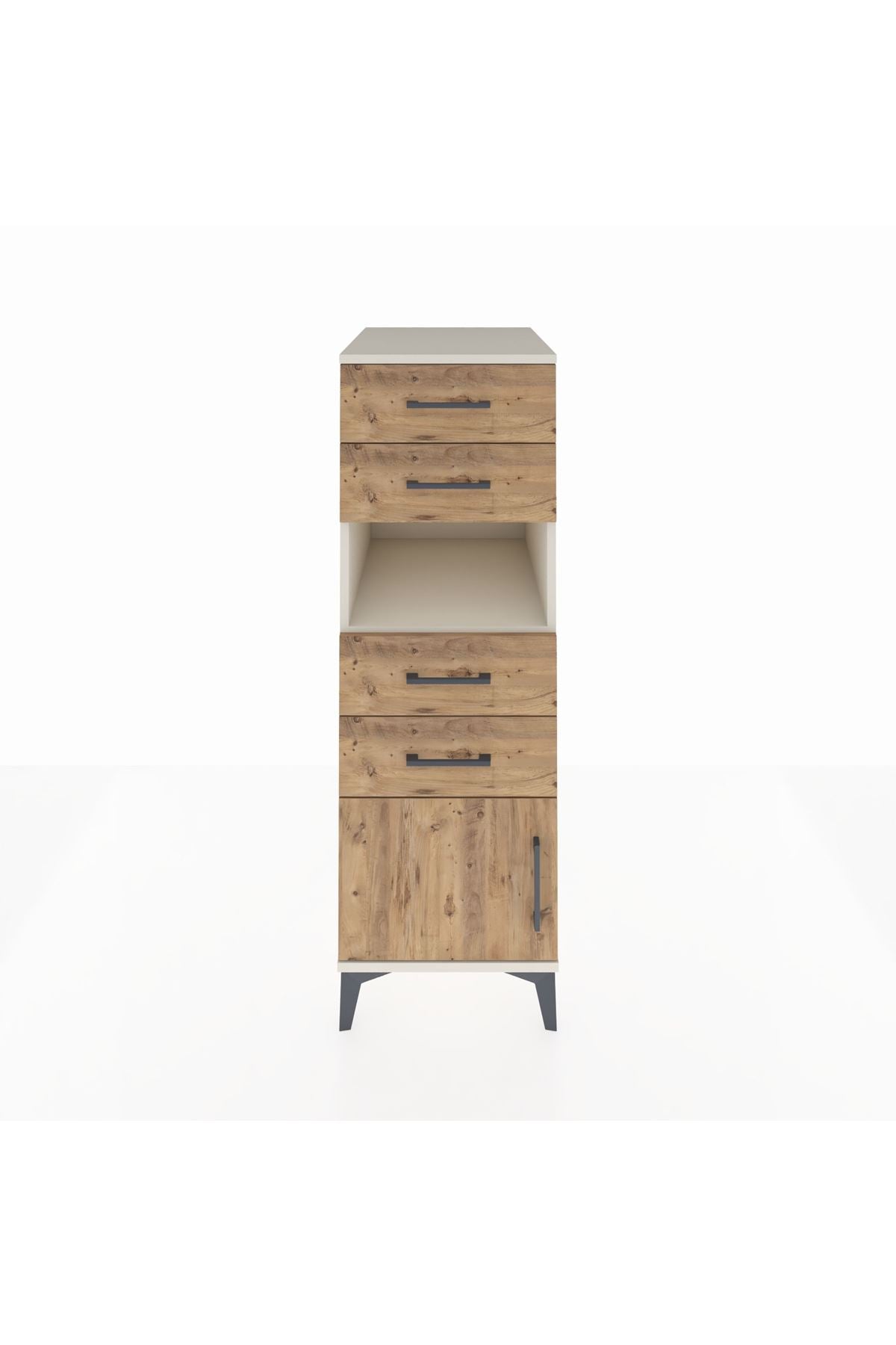 Kronos Dolap Tek Raflı 4 Çekmeceli Tek Kapaklı 44x59x134 Aytaşı-Çam