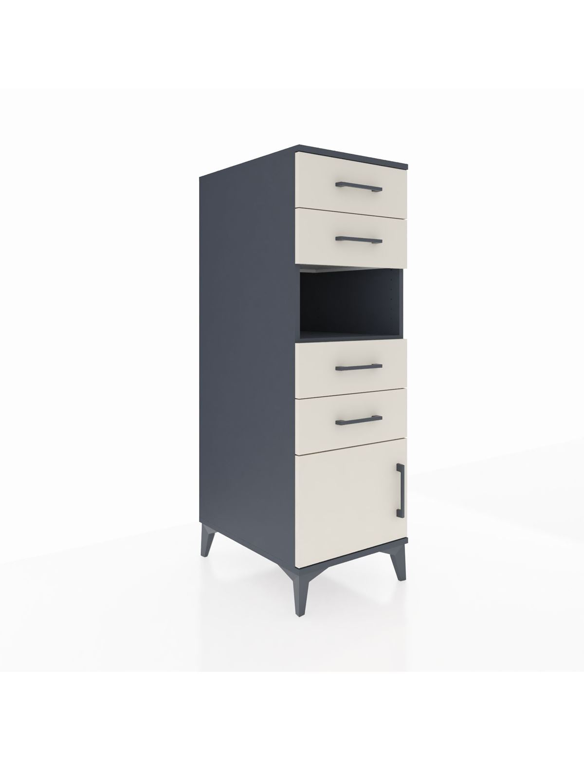 Kronos Dolap Tek Raflı 4 Çekmeceli Tek Kapaklı 44x59x134 Antrasit-Aytaşı