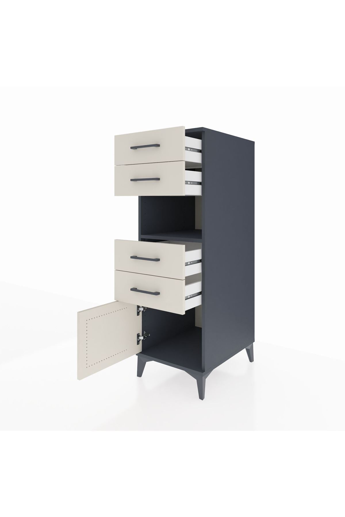 Kronos Dolap Tek Raflı 4 Çekmeceli Tek Kapaklı 44x59x134 Antrasit-Aytaşı