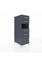 Kronos Dolap Tek Raflı 4 Çekmeceli Tek Kapaklı 44x59x134 Antrasit-Antrasit