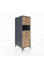 Kronos Dolap Tek Raflı 4 Çekmeceli Tek Kapaklı 44x59x134 Antrasit-Çam