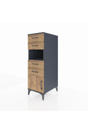 Kronos Dolap Tek Raflı 4 Çekmeceli Tek Kapaklı 44x59x134 Antrasit-Çam