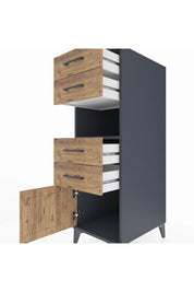 Kronos Dolap Tek Raflı 4 Çekmeceli Tek Kapaklı 44x59x134 Antrasit-Çam