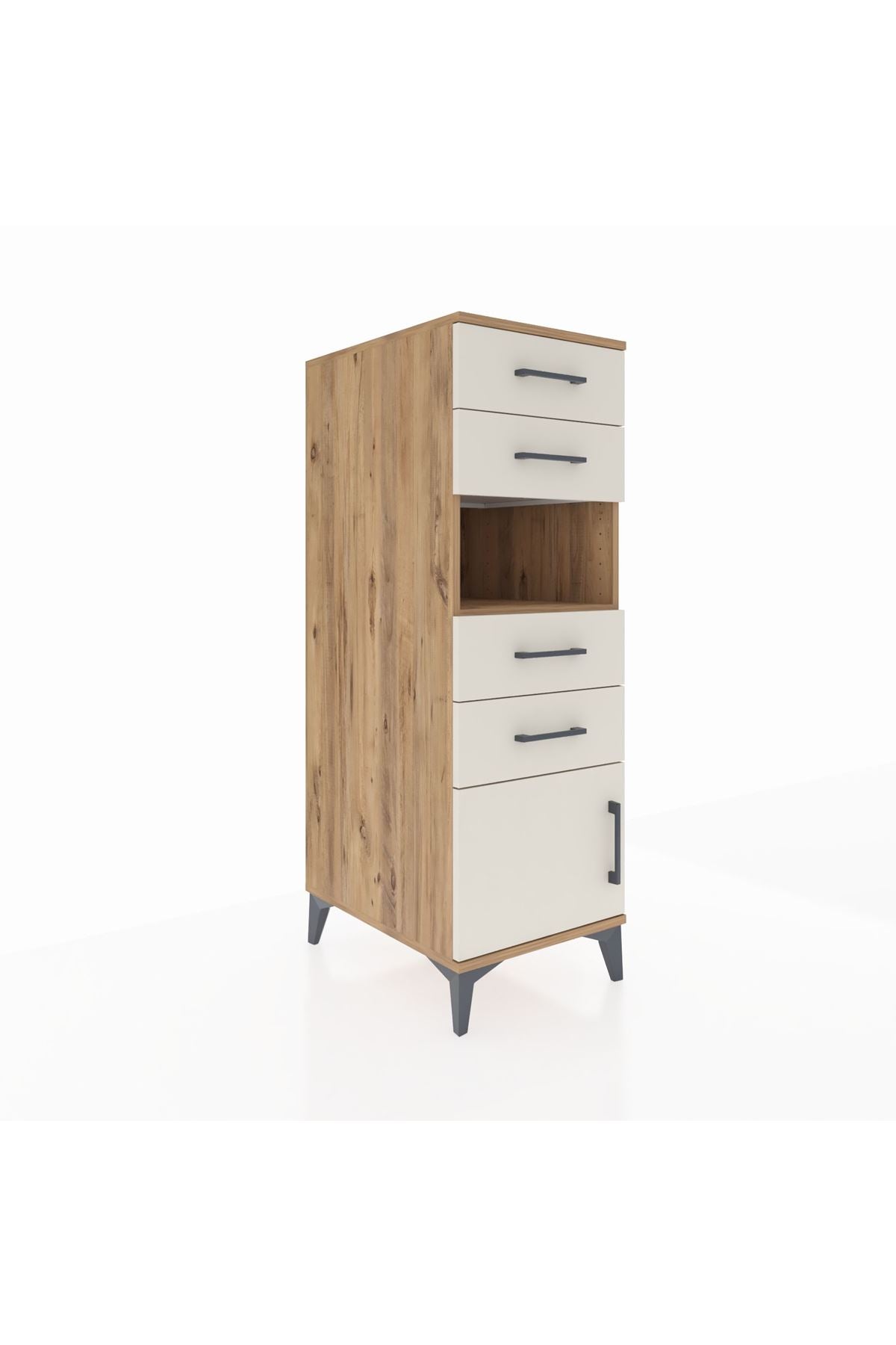 Kronos Dolap Tek Raflı 4 Çekmeceli Tek Kapaklı 44x59x134 Çam-Aytaşı