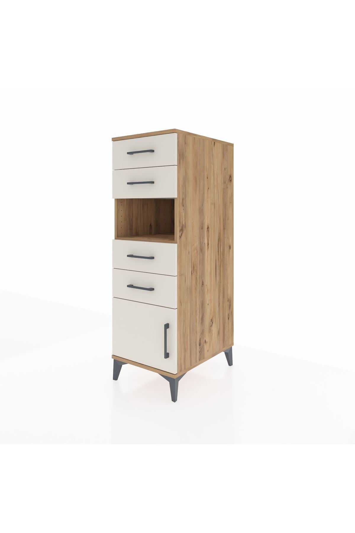 Kronos Dolap Tek Raflı 4 Çekmeceli Tek Kapaklı 44x59x134 Çam-Aytaşı