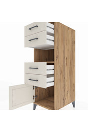 Kronos Dolap Tek Raflı 4 Çekmeceli Tek Kapaklı 44x59x134 Çam-Aytaşı