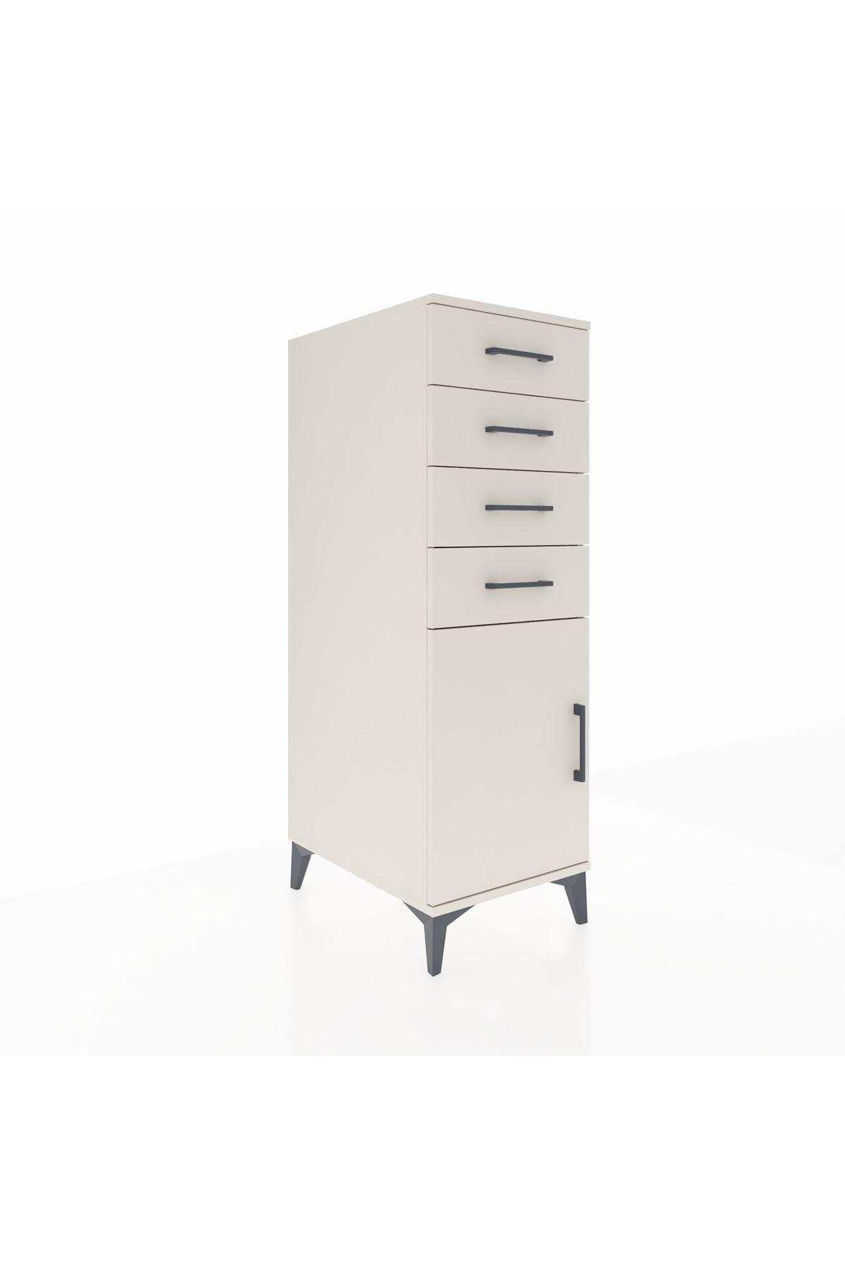 Kronos Dolap Tek Raflı 4 Çekmeceli Tek Kapaklı 44x59x134 Aytaşı-Aytaşı