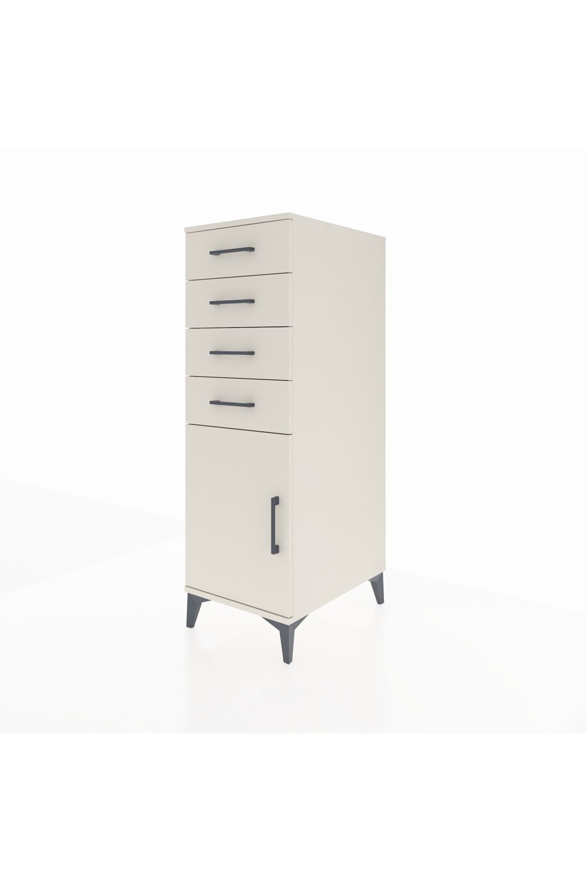 Kronos Dolap Tek Raflı 4 Çekmeceli Tek Kapaklı 44x59x134 Aytaşı-Aytaşı