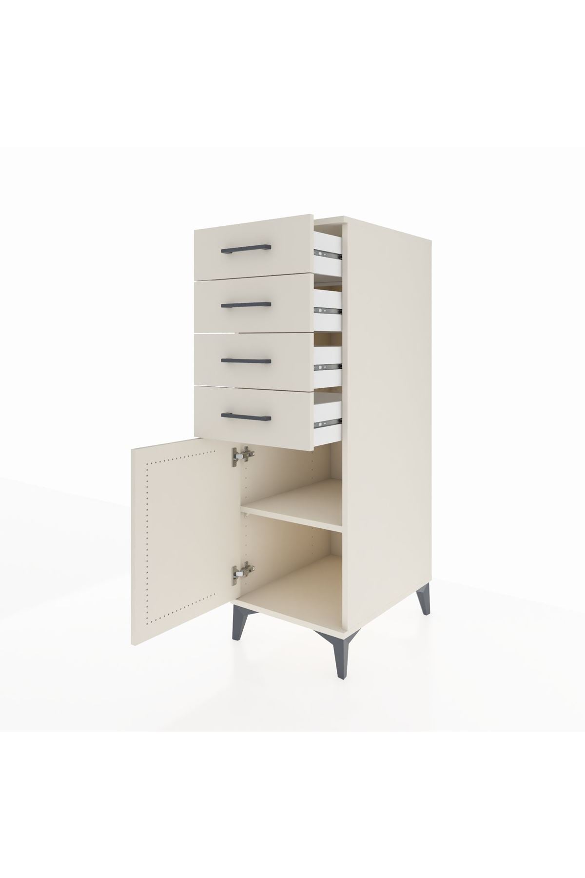 Kronos Dolap Tek Raflı 4 Çekmeceli Tek Kapaklı 44x59x134 Aytaşı-Aytaşı