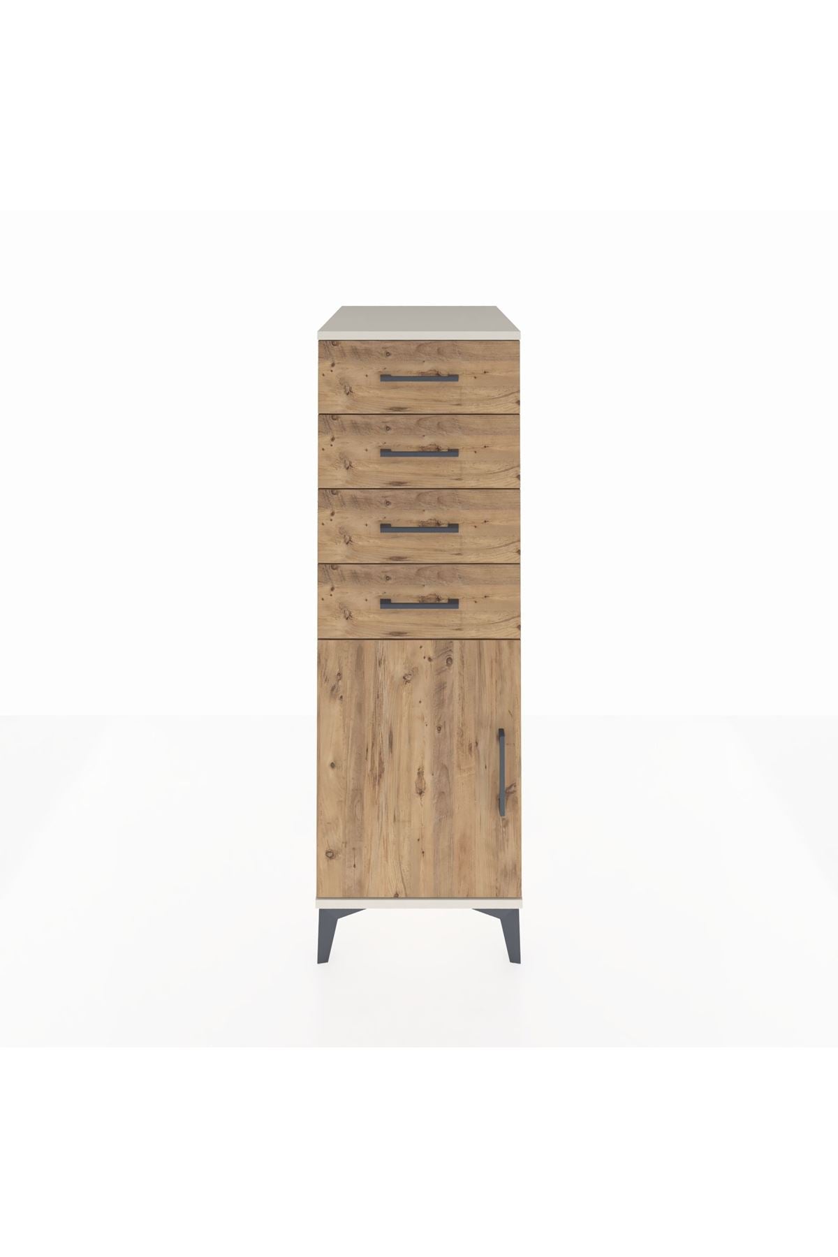 Kronos Dolap Tek Raflı 4 Çekmeceli Tek Kapaklı 44x59x134 Aytaşı-Çam