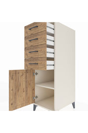 Kronos Dolap Tek Raflı 4 Çekmeceli Tek Kapaklı 44x59x134 Aytaşı-Çam