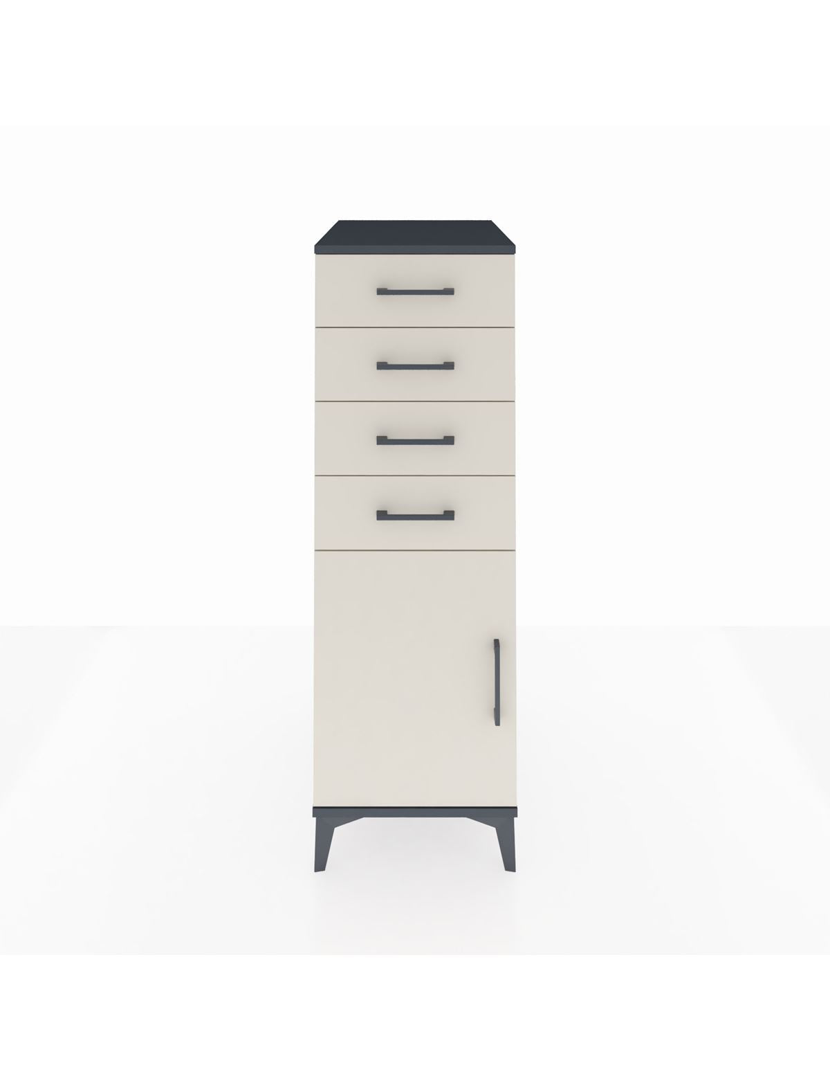 Kronos Dolap Tek Raflı 4 Çekmeceli Tek Kapaklı 44x59x134 Antrasit-Aytaşı