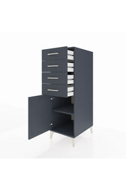 Kronos Dolap Tek Raflı 4 Çekmeceli Tek Kapaklı 44x59x134 Antrasit-Antrasit