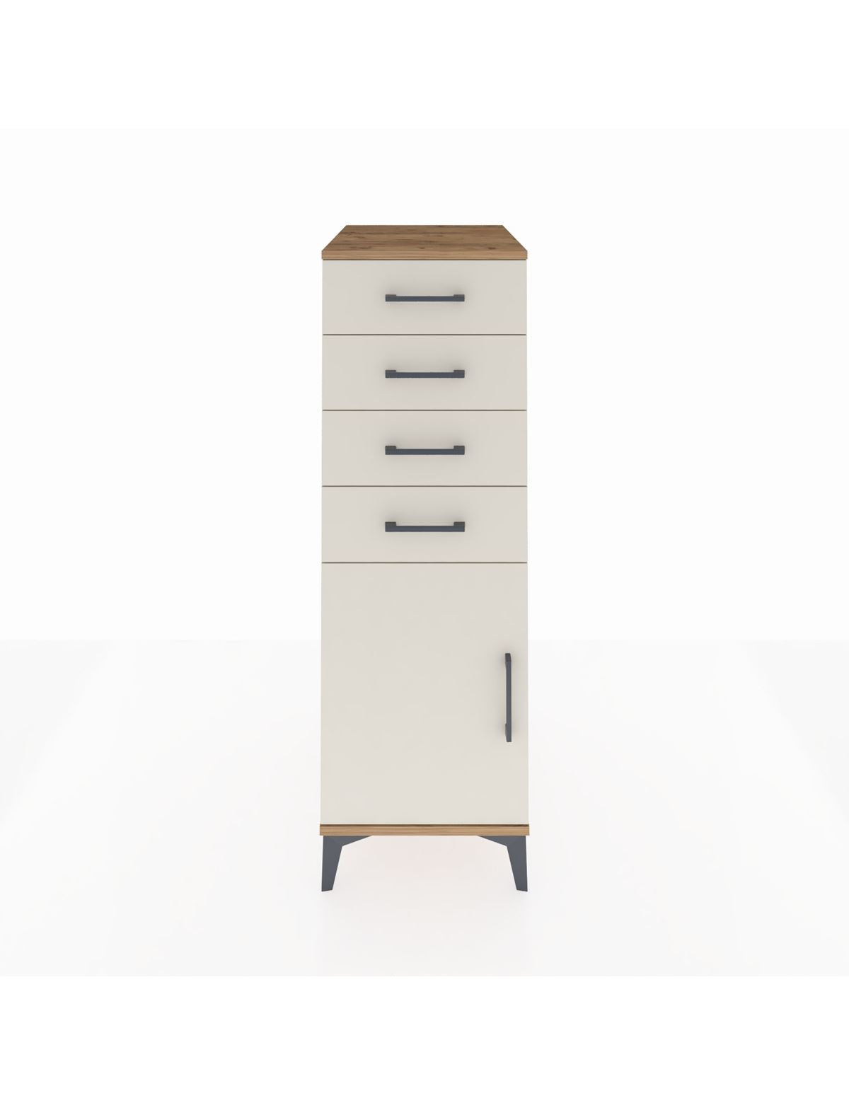 Kronos Dolap Tek Raflı 4 Çekmeceli Tek Kapaklı 44x59x134 Çam-Aytaşı