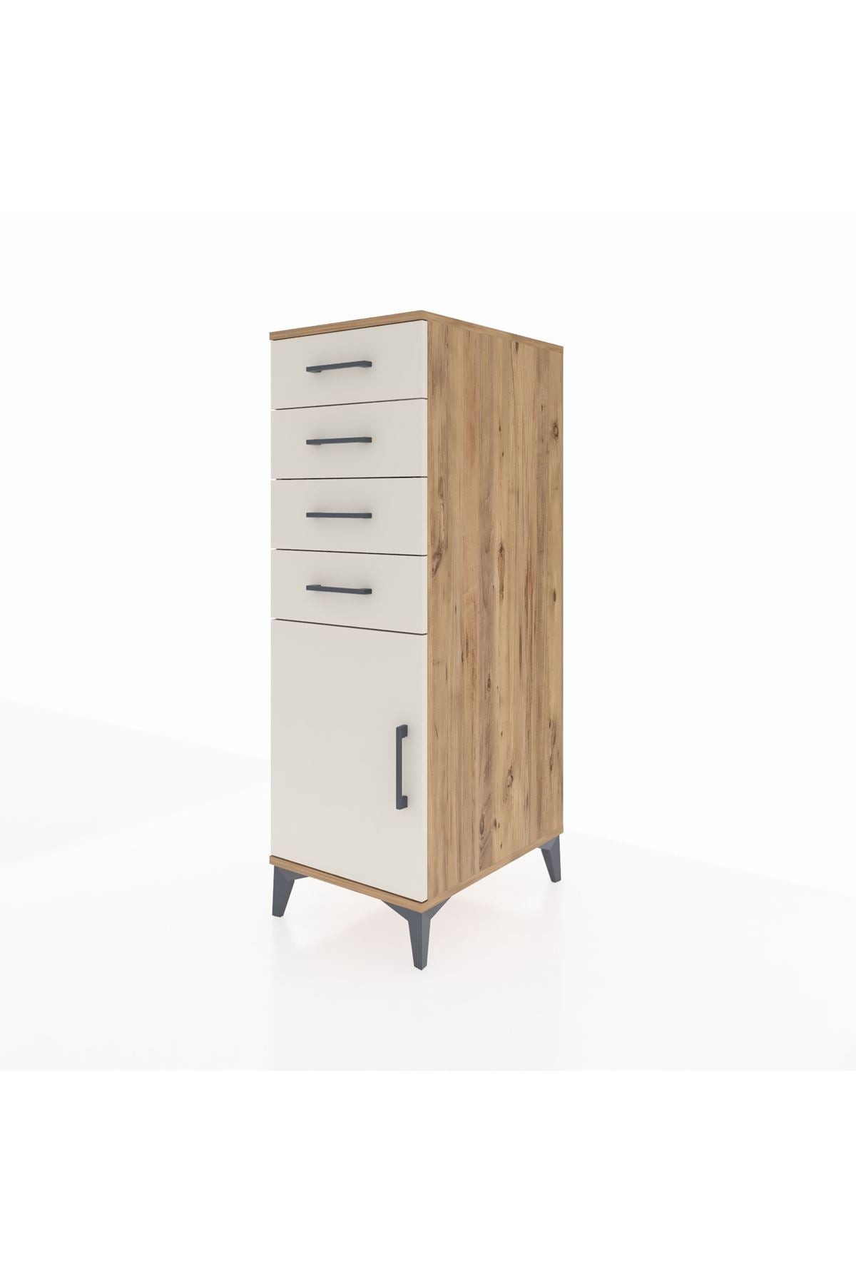 Kronos Dolap Tek Raflı 4 Çekmeceli Tek Kapaklı 44x59x134 Çam-Aytaşı