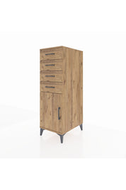 Kronos Dolap Tek Raflı 4 Çekmeceli Tek Kapaklı 44x59x134 Çam-Çam