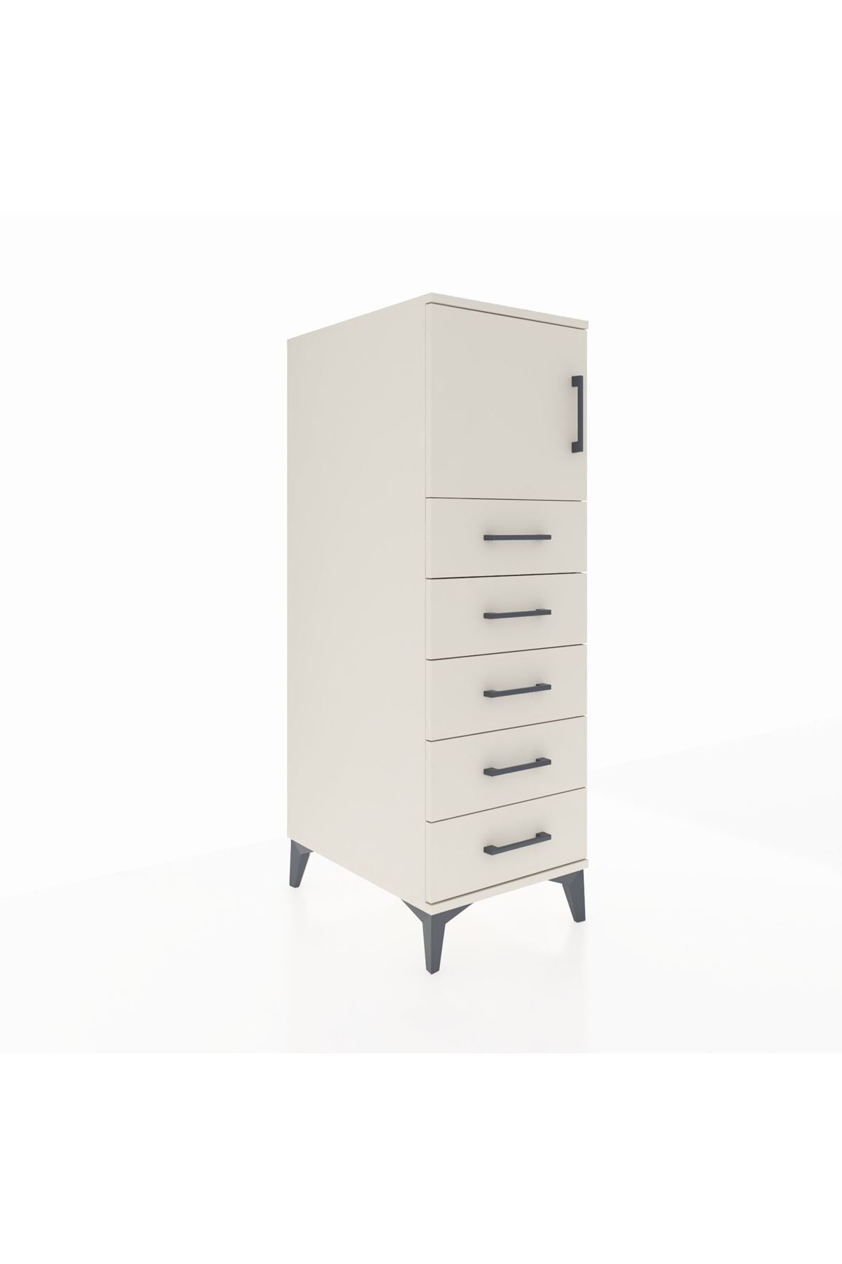 Kronos Dolap Tek Raflı 5 Çekmeceli Tek Kapaklı 44x59x134 Aytaşı-Aytaşı