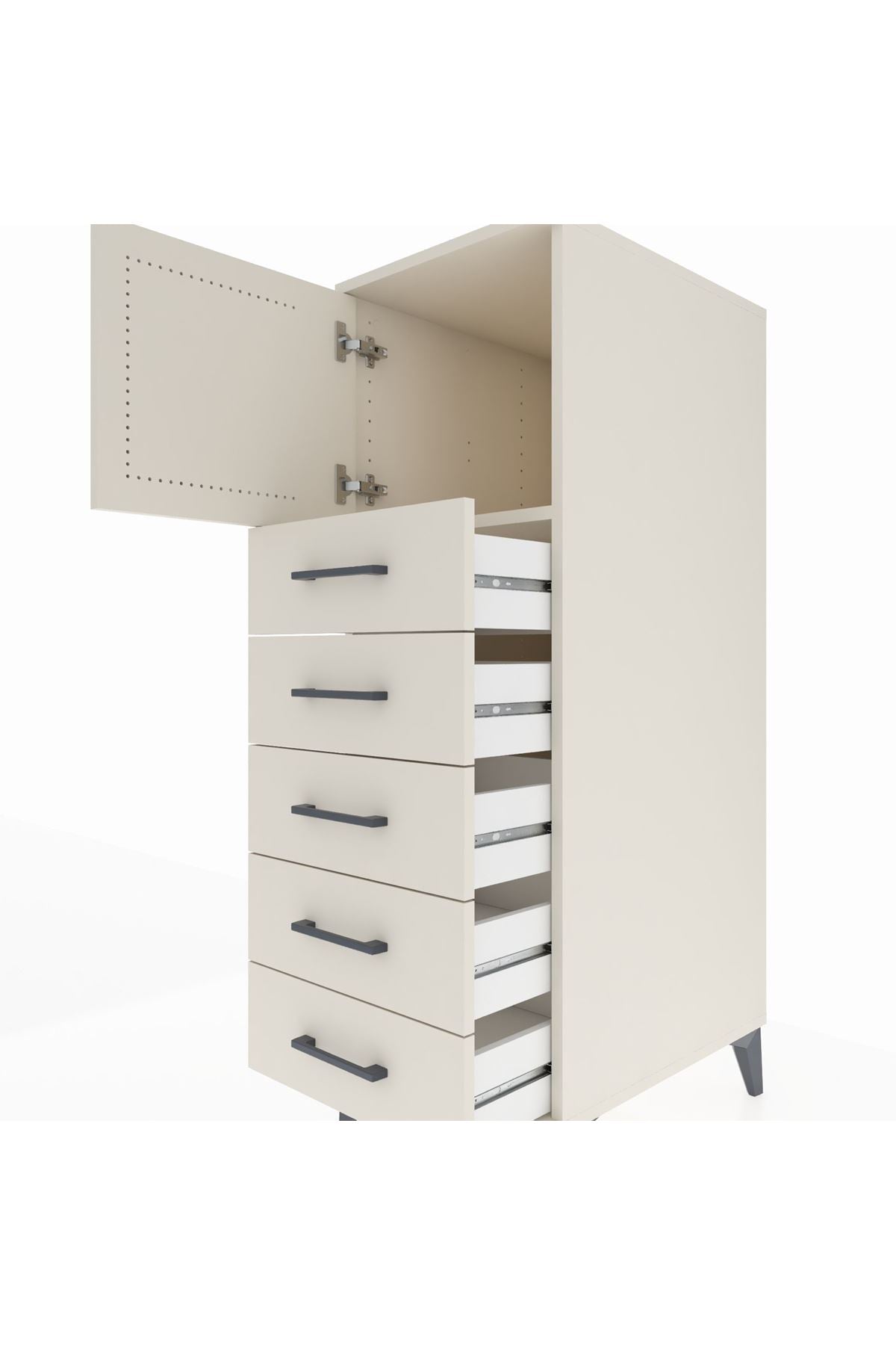 Kronos Dolap Tek Raflı 5 Çekmeceli Tek Kapaklı 44x59x134 Aytaşı-Aytaşı