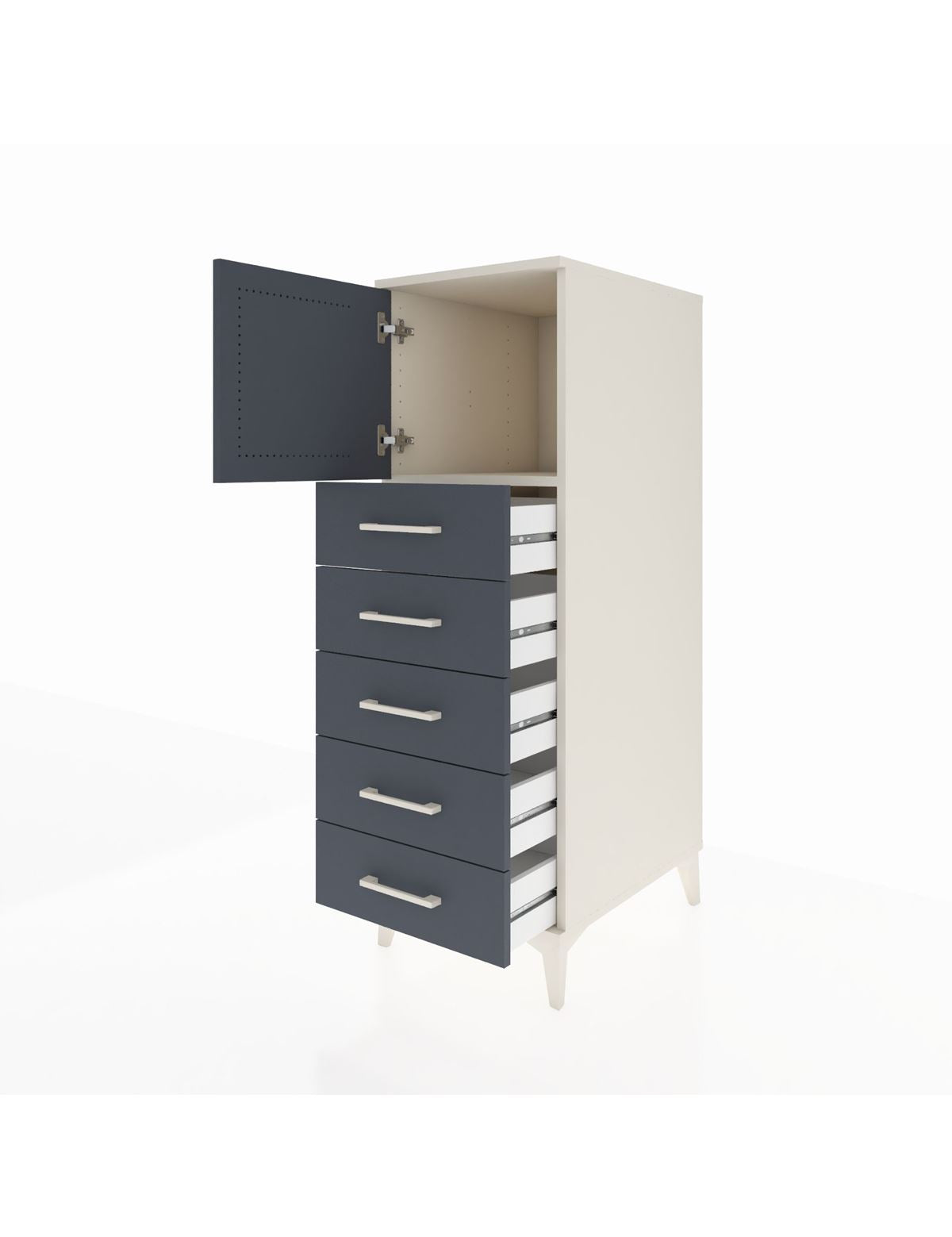 Kronos Dolap Tek Raflı 5 Çekmeceli Tek Kapaklı 44x59x134 - S82M059V2C