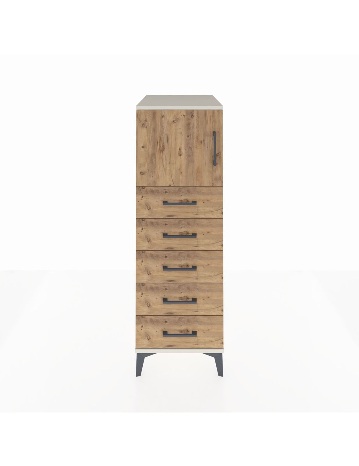 Kronos Dolap Tek Raflı 5 Çekmeceli Tek Kapaklı 44x59x134 Aytaşı-Çam