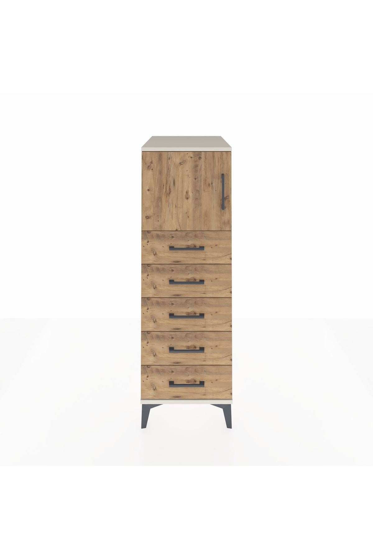 Kronos Dolap Tek Raflı 5 Çekmeceli Tek Kapaklı 44x59x134 Aytaşı-Çam