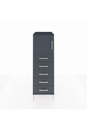 Kronos Dolap Tek Raflı 5 Çekmeceli Tek Kapaklı 44x59x134 Antrasit-Antrasit