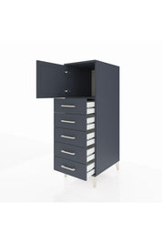 Kronos Dolap Tek Raflı 5 Çekmeceli Tek Kapaklı 44x59x134 Antrasit-Antrasit