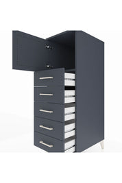 Kronos Dolap Tek Raflı 5 Çekmeceli Tek Kapaklı 44x59x134 Antrasit-Antrasit