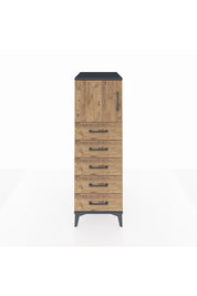 Kronos Dolap Tek Raflı 5 Çekmeceli Tek Kapaklı 44x59x134 Antrasit-Çam