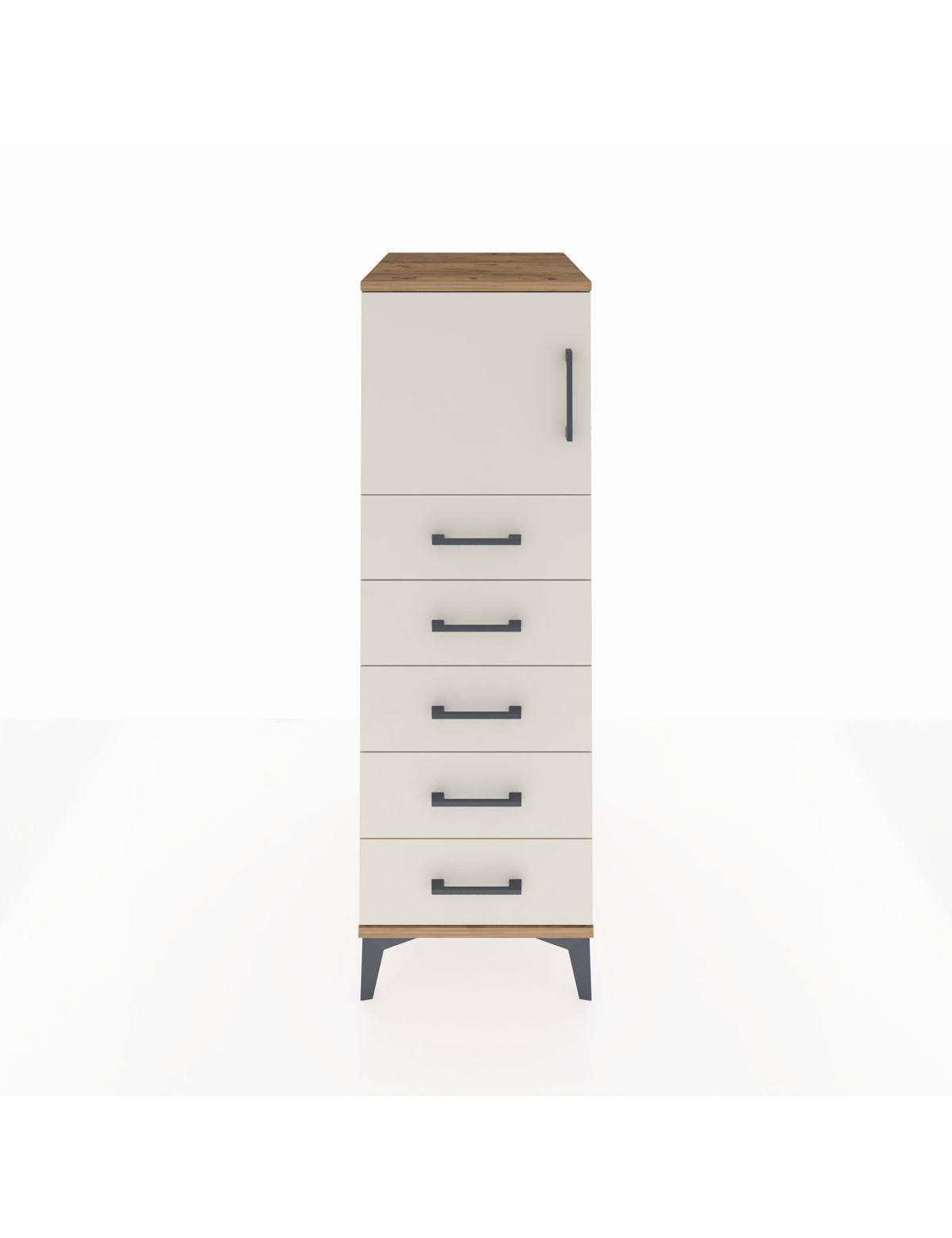 Kronos Dolap Tek Raflı 5 Çekmeceli Tek Kapaklı 44x59x134 Çam-Aytaşı