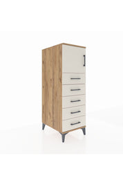 Kronos Dolap Tek Raflı 5 Çekmeceli Tek Kapaklı 44x59x134 Çam-Aytaşı