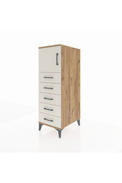 Kronos Dolap Tek Raflı 5 Çekmeceli Tek Kapaklı 44x59x134 Çam-Aytaşı