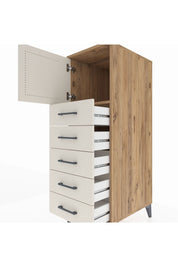 Kronos Dolap Tek Raflı 5 Çekmeceli Tek Kapaklı 44x59x134 Çam-Aytaşı