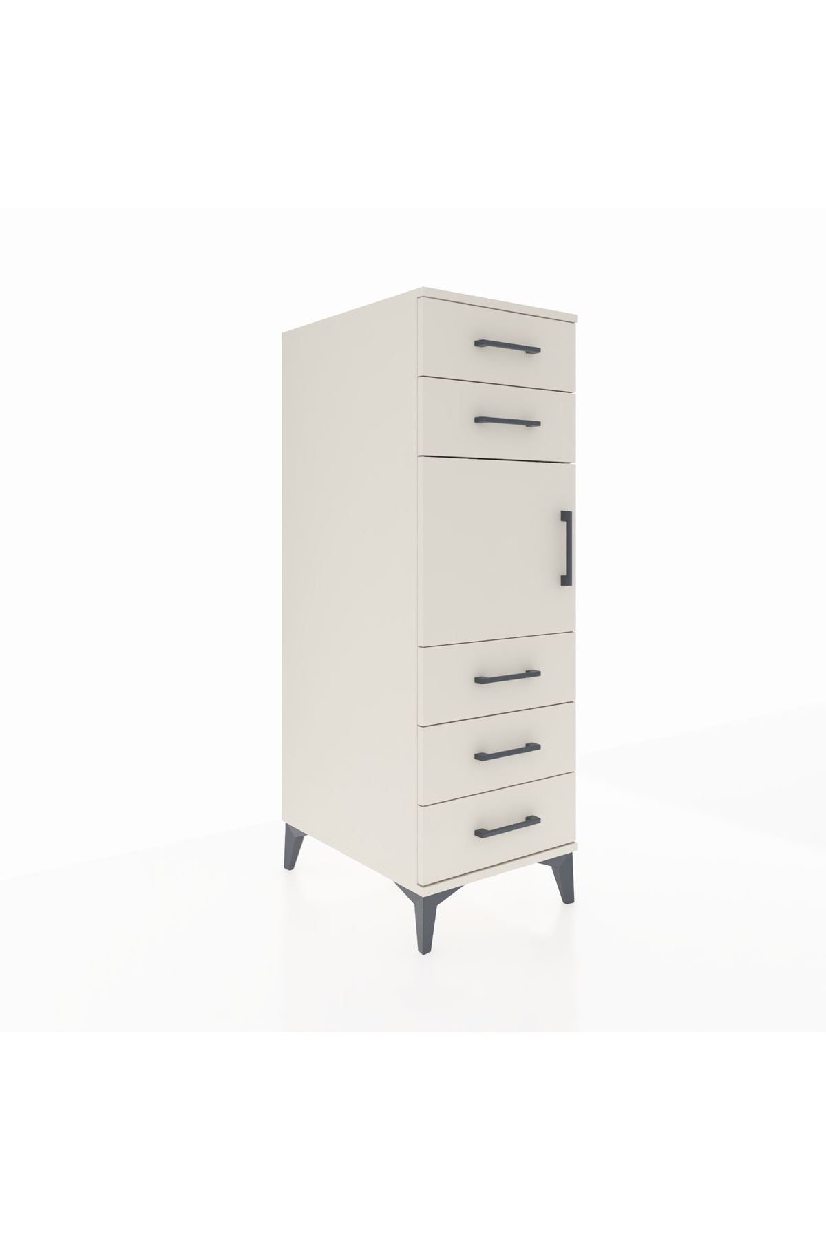 Kronos Dolap Tek Raflı 5 Çekmeceli Tek Kapaklı 44x59x134 Aytaşı-Aytaşı