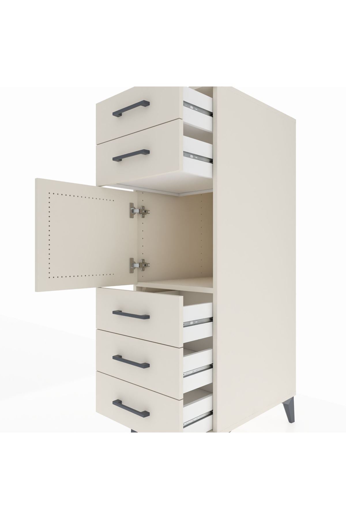 Kronos Dolap Tek Raflı 5 Çekmeceli Tek Kapaklı 44x59x134 Aytaşı-Aytaşı