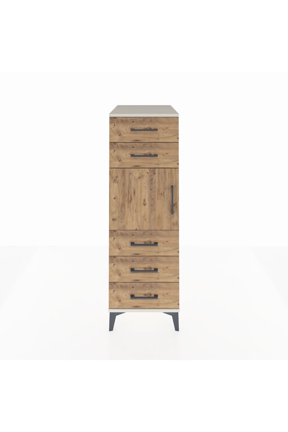 Kronos Dolap Tek Raflı 5 Çekmeceli Tek Kapaklı 44x59x134 Aytaşı-Çam