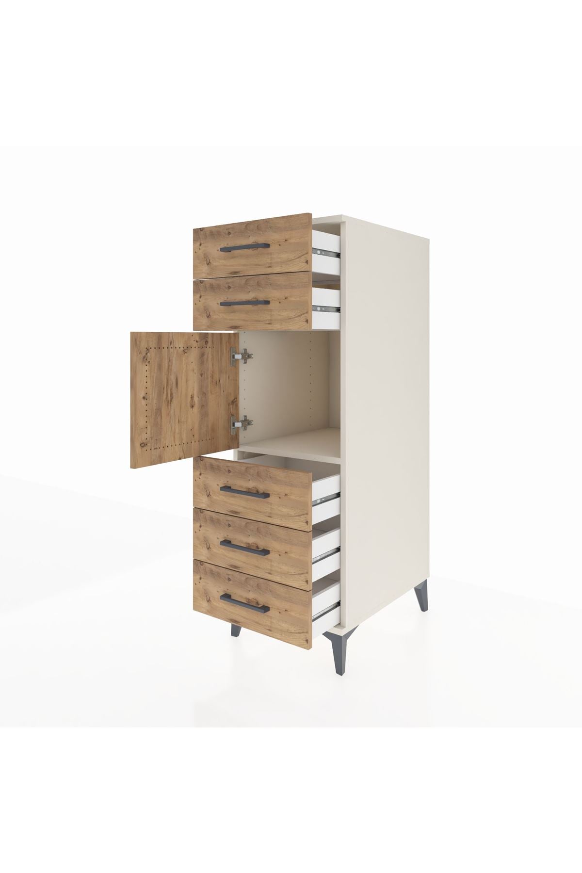 Kronos Dolap Tek Raflı 5 Çekmeceli Tek Kapaklı 44x59x134 Aytaşı-Çam